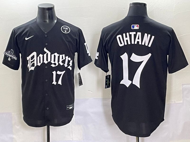 Men 2025 Los Angeles Dodgers #17 Ohtani Black Seventh generation Joint Name Nike MLB Jersey style 10->los angeles dodgers->MLB Jersey